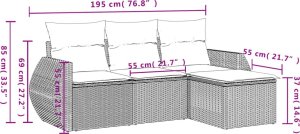 vidaXL vidaXL 4-cz. zestaw wypoczynkowy do ogrodu, poduszki, jasnoszary 7