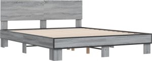vidaXL vidaXL Rama łóżka, szary dąb sonoma, 150x200cm materiał drewnopochodny 3