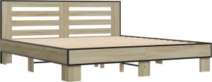 vidaXL vidaXL Rama łóżka, dąb sonoma, 200x200 cm, materiał drewnopochodny 3