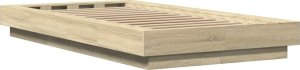 vidaXL vidaXL Rama łóżka, dąb sonoma, 90x190 cm, materiał drewnopochodny 6