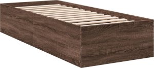 vidaXL vidaXL Rama łóżka, brązowy dąb, 90x190 cm, materiał drewnopochodny 3