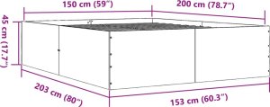 vidaXL vidaXL Rama łóżka, przydymiony dąb, 150x200cm, materiał drewnopochodny 10