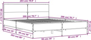 vidaXL vidaXL Rama łóżka, brązowy dąb, 200x200 cm, materiał drewnopochodny 9