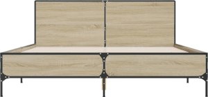 vidaXL vidaXL Rama łóżka, dąb sonoma, 160x200 cm, materiał drewnopochodny 4