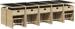 vidaXL vidaXL 15-cz. zestaw mebli ogrodowych z poduszkami, beżowy, rattan PE 5