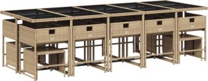 vidaXL vidaXL 15-cz. zestaw mebli ogrodowych z poduszkami, beżowy, rattan PE 5