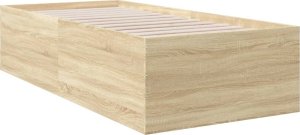 vidaXL vidaXL Rama łóżka, dąb sonoma, 90x190 cm, materiał drewnopochodny 3