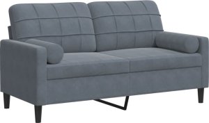 vidaXL vidaXL 2-osobowa sofa z poduszkami, ciemnoszara, 140 cm, aksamit 2