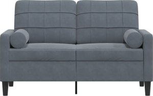 vidaXL vidaXL 2-osobowa sofa z poduszkami, ciemnoszara, 120 cm, aksamit 3