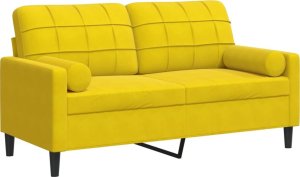 vidaXL vidaXL 2-osobowa sofa z poduszkami, żółta, 140 cm, aksamit 2