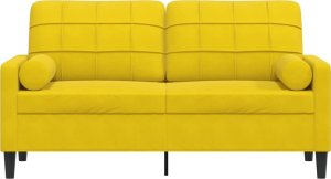vidaXL vidaXL 2-osobowa sofa z poduszkami, żółta, 140 cm, aksamit 3