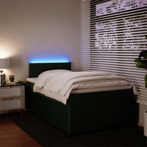 vidaXL vidaXL Łóżko kontynentalne z materacem, ciemnozielone, 120x190 cm 4