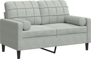 vidaXL vidaXL 2-osobowa sofa z poduszkami, jasnoszara, 120 cm, aksamit 2