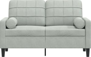 vidaXL vidaXL 2-osobowa sofa z poduszkami, jasnoszara, 120 cm, aksamit 3