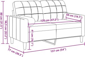 vidaXL vidaXL 2-osobowa sofa z poduszkami, jasnoszara, 120 cm, aksamit 7
