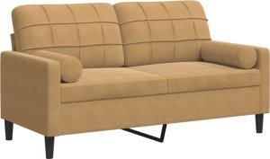 vidaXL vidaXL 2-osobowa sofa z poduszkami, brązowa, 140 cm, aksamit 2