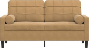 vidaXL vidaXL 2-osobowa sofa z poduszkami, brązowa, 140 cm, aksamit 3