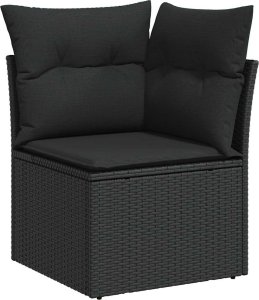 vidaXL vidaXL 4-cz. sofa ogrodowa z poduszkami, czarny rattan PE i akacja 4
