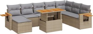 vidaXL vidaXL 7-cz. zestaw mebli z poduszkami, beżowy, polirattan i akacja 2