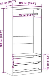 vidaXL vidaXL Szafa, stare drewno, 100x50x200 cm, materiał drewnopochodny 10