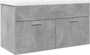 vidaXL vidaXL Szafka łazienkowa z wbudowaną umywalką, betonowa szarość 2