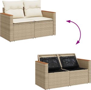 vidaXL vidaXL 5-cz. zestaw mebli z poduszkami, beżowy, rattan PE i akacja 7