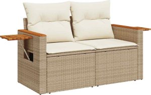 vidaXL vidaXL 4-cz. sofa ogrodowa z poduszkami, beżowy, rattan PE i akacja 5
