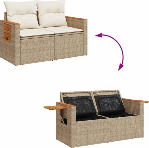 vidaXL vidaXL 4-cz. sofa ogrodowa z poduszkami, beżowy, rattan PE i akacja 9