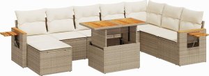 vidaXL vidaXL 7-cz. zestaw mebli z poduszkami, beżowy, polirattan i akacja 2