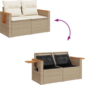 vidaXL vidaXL 7-cz. zestaw mebli z poduszkami, beżowy, polirattan i akacja 10