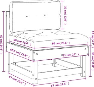 vidaXL Siedzisko środkowe z poduszkami, miodowe, lite drewno sosnowe 9