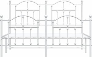 vidaXL vidaXL Metalowa rama łóżka z wezgłowiem i zanóżkiem, biała, 140x200 cm 5