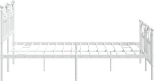 vidaXL vidaXL Metalowa rama łóżka z wezgłowiem i zanóżkiem, biała, 140x200 cm 6