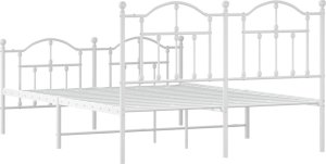 vidaXL vidaXL Metalowa rama łóżka z wezgłowiem i zanóżkiem, biała, 140x200 cm 7