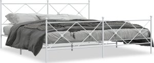 vidaXL vidaXL Metalowa rama łóżka z wezgłowiem i zanóżkiem, biała, 200x200 cm 2