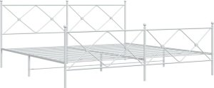 vidaXL vidaXL Metalowa rama łóżka z wezgłowiem i zanóżkiem, biała, 200x200 cm 3
