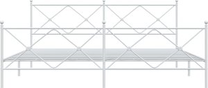 vidaXL vidaXL Metalowa rama łóżka z wezgłowiem i zanóżkiem, biała, 200x200 cm 4