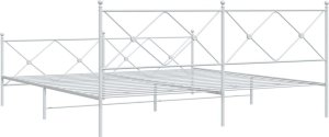 vidaXL vidaXL Metalowa rama łóżka z wezgłowiem i zanóżkiem, biała, 200x200 cm 6