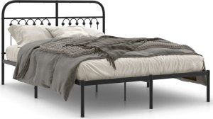 vidaXL vidaXL Metalowa rama łóżka z wezgłowiem, czarna, 135x190 cm 2