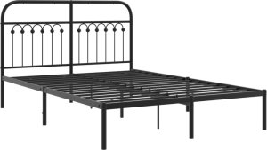 vidaXL vidaXL Metalowa rama łóżka z wezgłowiem, czarna, 135x190 cm 3