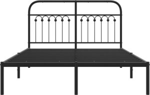 vidaXL vidaXL Metalowa rama łóżka z wezgłowiem, czarna, 135x190 cm 4