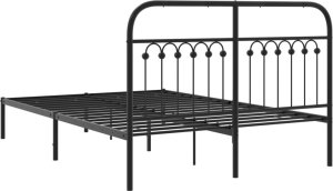 vidaXL vidaXL Metalowa rama łóżka z wezgłowiem, czarna, 135x190 cm 6