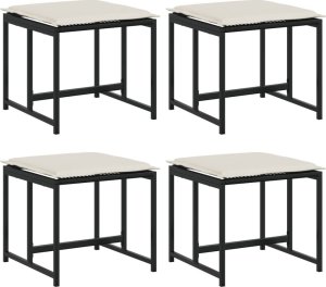 vidaXL vidaXL Stołki ogrodowe z poduszkami, 4 szt., czarne, polirattan 2