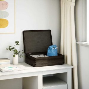 vidaXL vidaXL Skrzynka drewniana z pokrywką, czarna, lite drewno sosnowe 3