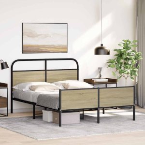 vidaXL vidaXL Łóżko bez materaca, 135x190 cm, dąb sonoma 4