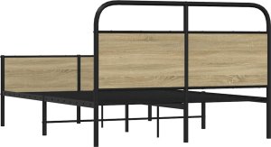 vidaXL vidaXL Łóżko bez materaca, 135x190 cm, dąb sonoma 7