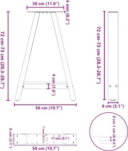 vidaXL vidaXL Nogi do stolika kawowego, 2 szt., czarne, 50x(72-73) cm, stal 10