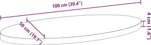 vidaXL Blat do stołu, brązowy, 100x50x4 cm, lite drewno dębowe, owalny 10