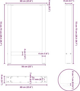 vidaXL vidaXL Nogi do stolika kawowego, czarne, 2 szt., 60x(72-73) cm, stal 10
