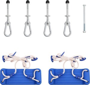 Huśtawka vidaXL vidaXL Siedziska huśtawek z linkami, 2 szt., niebieskie, 37x15 cm, PE 2